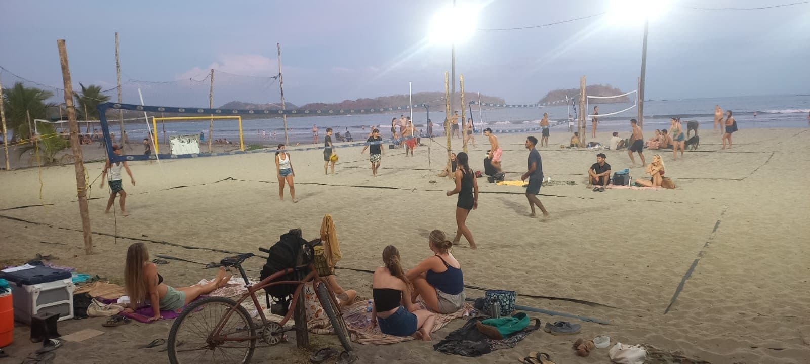 Beach volleyball under the lights